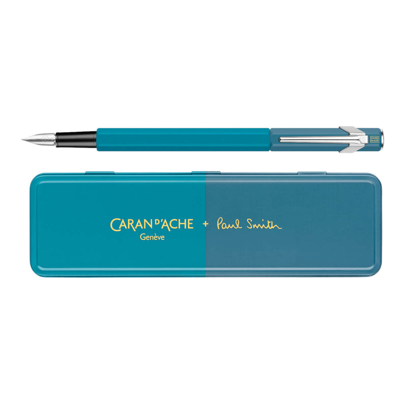 carandache 849 Metall Füllfederhalter PAUL SMITH CYAN/STEEL