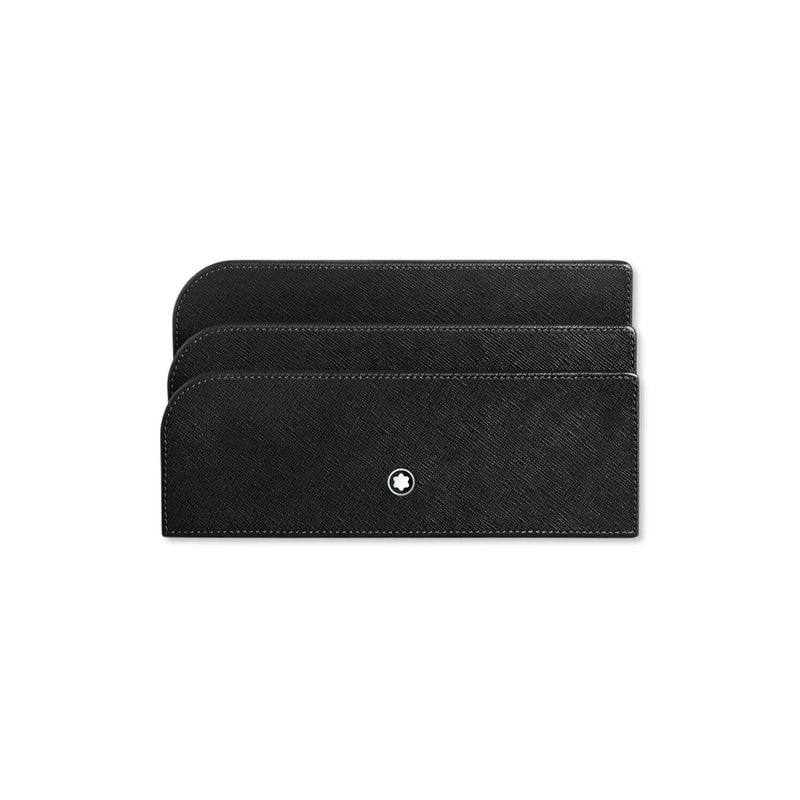 Brief- und Postkartenhalter Leder Saffiano-Prägung schwarz