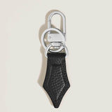 Schlüsselanhänger GRAIN Leder mit Federdetail schwarz