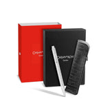 ECRIDOR™ DAMIER SILBERGRAU Kugelschreiber Geschenkset mit Lederetui